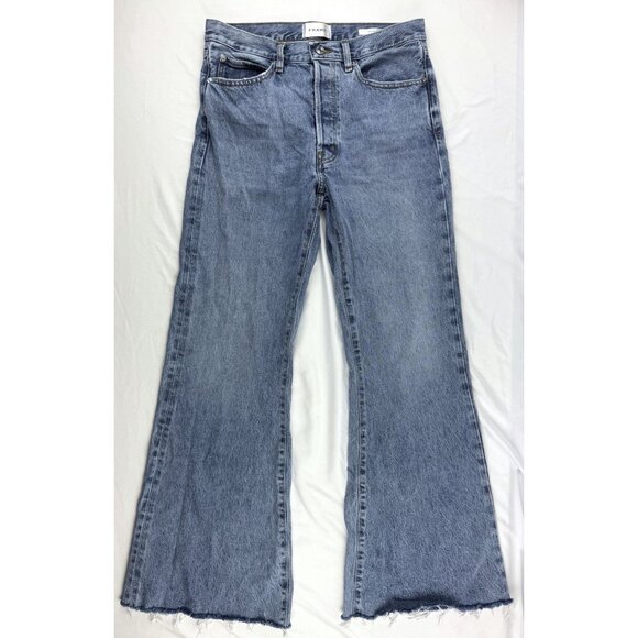 Frame The Lax Wisp Raw Fray Flare Wide Leg Denim Jeans Women's 28 $298 - Picture 3 of 12